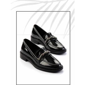Siyah Kırışık Rugan   Kadın Loafer Ayakkabı K01474000808