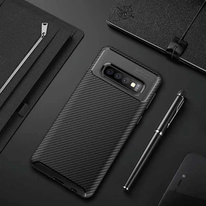 Samsung Galaxy S10 Kılıf Karbon Koruyucu Yumuşak Silikon Nero Kapak