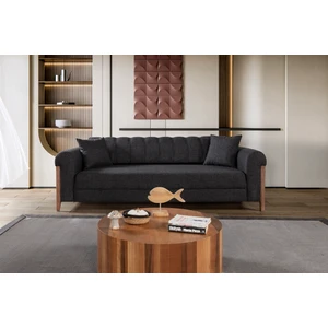 Perla Sofa Kitkat Ahşap Yataklı Sandıklı Kanepe Antrasit