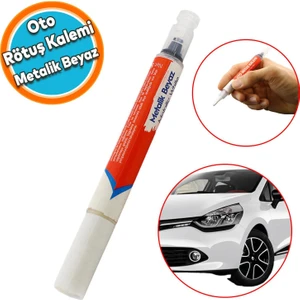 Oto Rötuş Kalemi 5 ml Araç Kaporta Tampon Çizik Giderici Fırça Yenileme Metalik Beyaz Renk Boya