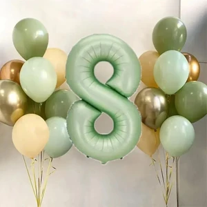 Düvenci Ticaret Düvenc Iticaret 18 Adet Avokado Yeşil Lateks Balonlar 32 Inç Retro Yeşil Numarası Folyo