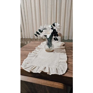 Ngy Home Fırfırlı Naturel  Ham Keten Runner 40X110 cm