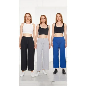 Sashaa Collection 3'lü Kadın Fitilli Rahat Pantolon & Eşofman Gündelik Rahat Ev Giyim Pijama