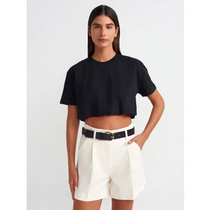 30402 Lastik Detaylı Tshirt-Siyah