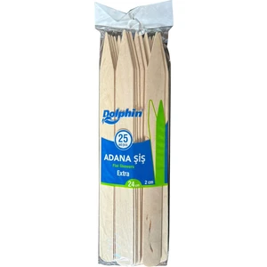 Bambum Ahşap Adana Çöp Şiş - Boy : 24 Cm. / En : 2 Cm. - 25 Adetlik 1 Paket
