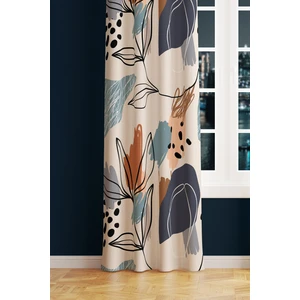 Art 5 Desenli Süet Oturma Odası Salon Fon Perde Dijital Baskılı Ekstrafor Büzgü Tek Kanat PRD-1050