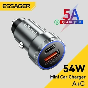 54W Araç Şarjı Type-C ve Usb Çift Girişli Hızlı Pd CE/FC/ROHS Lisanslı Tüm Telefonlara ve Araçlara Uygun Metal Şık Ve Sağlam