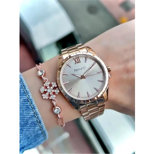 Çelik Su Geçirmez Şık Kadın Kol Saat+Bileklik