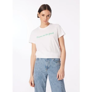 Beyaz Kadın Bisiklet Yaka Basic T-Shirt F4Sl-Tst0749