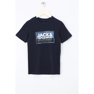Jack & Jones Baskılı Lacivert Erkek Çocuk T-Shirt Jcologan Tee Ss Crew Neck Ss24 Jnr