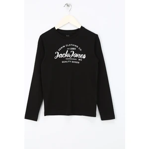 Jack & Jones Baskılı Siyah Erkek Çocuk T-Shirt Jjforest Tee Ls Crew Neck Jnr