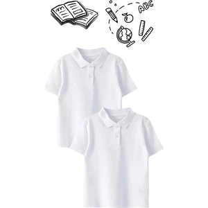 Bilge Trend 2 Adet Kız Erkek Çocuk Polo Yaka Kısa Kollu Okul T-Shirt