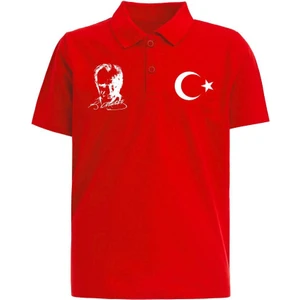 Polo Yaka Atatürk Ve Ay Yıldızlı Kısa Kollu 23 Nisan T-Shirt