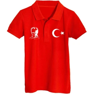 Polo Yaka Atatürk Ve Ay Yıldızlı Kısa Kollu 23 Nisan T-Shirt