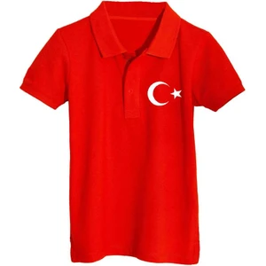 Polo Yaka Ay Yıldızlı Kısa Kollu 23 Nisan T-Shirt