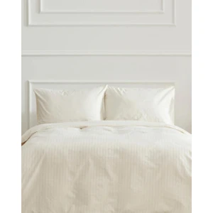 Sheri Home Quen Ekru Çizgili Saten Çift Kişilik Nevresim Seti HP889523889236
