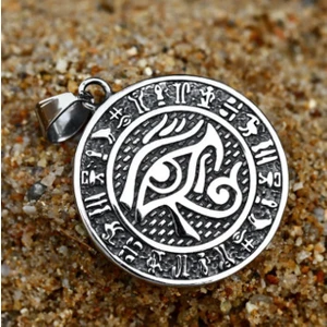 Çift Taraflı Kullanım Paslanmaz Çelik Antik Mısır Horus Göz Ra Kolye / Ankh Kolye