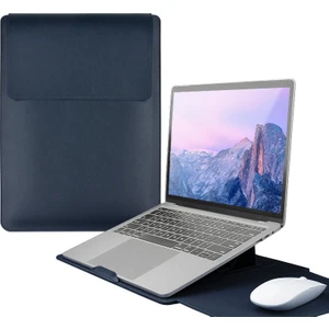 Seashell Digital 13 Inç Pu Deri Ayarlanabilir Standlı Notebook Kılıfı Laptop Çantası-Lacivert (Yurt Dışından)
