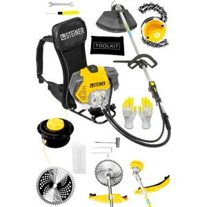 Alman 16 Hp Tam Profesyonel Sırt Tipi Benzinli Tırpan Ot Çalı Çim Biçme Makinesi + Canavar Başlık