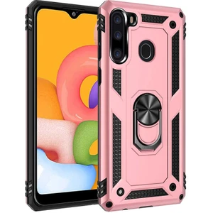 Samsung Galaxy A21 Uyumlu Kılıf Soldier Korumalı Yüzüklü ve Mıknatıslı Tpu Gövde Kılıf