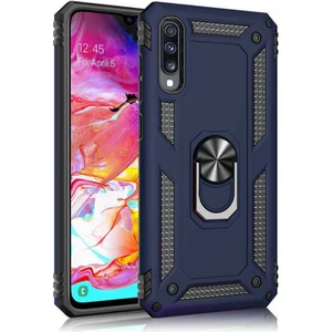 Samsung Galaxy A30S Uyumlu Kılıf Soldier Korumalı Yüzüklü ve Mıknatıslı Tpu Gövde Kılıf