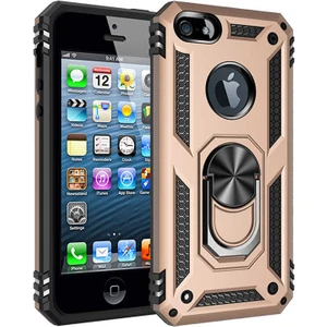 Apple iPhone 5 Uyumlu Kılıf Soldier Korumalı Yüzüklü ve Mıknatıslı Tpu Gövde Kılıf