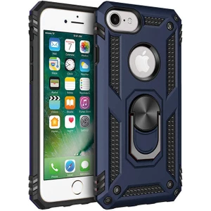 Apple iPhone 8 Uyumlu Kılıf Soldier Korumalı Yüzüklü ve Mıknatıslı Tpu Gövde Kılıf