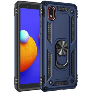 Samsung Galaxy A01 Core Uyumlu Kılıf Soldier Korumalı Yüzüklü ve Mıknatıslı Tpu Gövde Kılıf