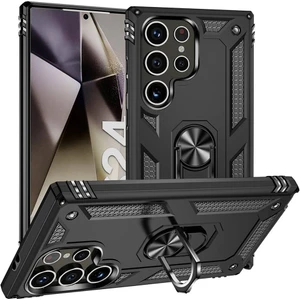 Samsung Galaxy S24 Ultra Uyumlu Kılıf Soldier Korumalı Yüzüklü ve Mıknatıslı Tpu Gövde Kılıf