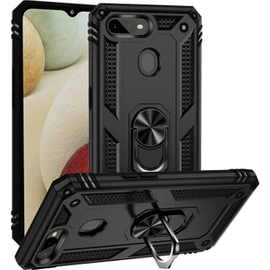 Oppo Ax7 Uyumlu Kılıf Soldier Korumalı Yüzüklü ve Mıknatıslı Tpu Gövde Kılıf