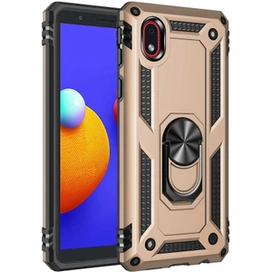 Samsung Galaxy A01 Core Uyumlu Kılıf Soldier Korumalı Yüzüklü ve Mıknatıslı Tpu Gövde Kılıf