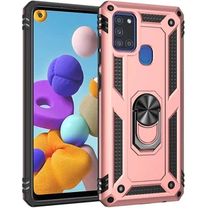 Samsung Galaxy A21S Uyumlu Kılıf Soldier Korumalı Yüzüklü ve Mıknatıslı Tpu Gövde Kılıf