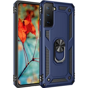 Samsung Galaxy S21 Uyumlu Kılıf Soldier Korumalı Yüzüklü ve Mıknatıslı Tpu Gövde Kılıf
