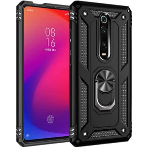 Xiaomi Mi 9t Uyumlu Kılıf Soldier Korumalı Yüzüklü ve Mıknatıslı Tpu Gövde Kılıf