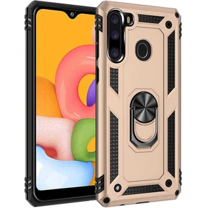 Samsung Galaxy A21 Uyumlu Kılıf Soldier Korumalı Yüzüklü ve Mıknatıslı Tpu Gövde Kılıf