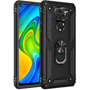 Xiaomi Redmi Note 9 Uyumlu Kılıf Soldier Korumalı Yüzüklü ve Mıknatıslı Tpu Gövde Kılıf