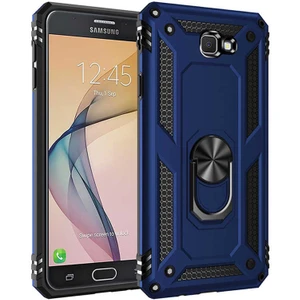 Samsung Galaxy J7 Prime Uyumlu Kılıf Soldier Korumalı Yüzüklü ve Mıknatıslı Tpu Gövde Kılıf