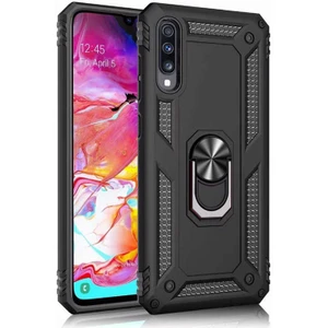 Samsung Galaxy A70 Uyumlu Kılıf Soldier Korumalı Yüzüklü ve Mıknatıslı Tpu Gövde Kılıf