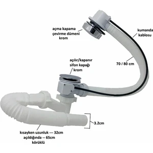 Alay Ticaret Otomatik Küvet Trobleni -Kumandalı Küvet Sifonu