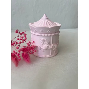 Love Candle Dekor Atlıkarınca Kutusu, Pembe Atlıkarınca Kapaklı Kutusu, Dekoratif Kutusu, Carousel