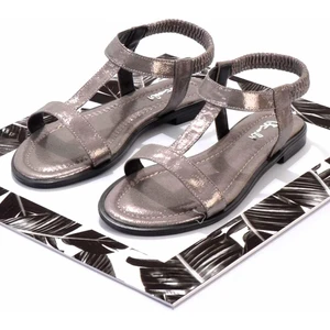 Parlak Kurşun Kumaş   Kadın Sandalet K05156080536