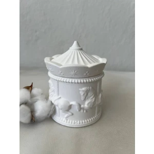 Love Candle Dekor Atlıkarınca Kutusu, Beyaz Atlıkarınca Kapaklı Kutusu, Dekoratif Kutusu, Carousel
