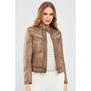 Jody Kadın Bej Naturel Deri Ceket