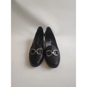 Çiğdem Kundura Çiğdem Vizon Gerçek Deri  Dolgu Topuk Kadın Ayakkabısı (Ary) - Siyah - 37