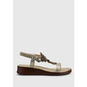 Altın Kadın Düz Sandalet