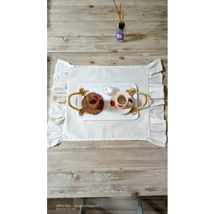 Ngy Home Fırfırlı  Ham Keten Amerikan Servis  Vintage 2'Li