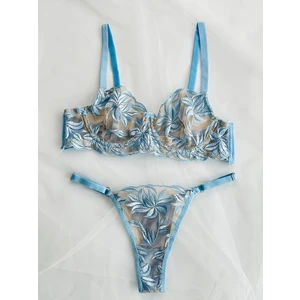 Floral Çiçek Brode Işlemeli Balenli Iç Çamaşırı Takımı