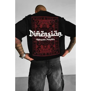 Teenage Millionaire Erkek Dimension Kabaran Baskılı Siyah Bisiklet Yaka Oversize Salaş T-Shirt