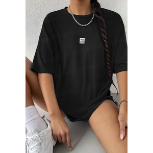 Teenage Millionaire Kadın Free Life Siyah Bisiklet Yaka Oversize Salas T-Shirt
