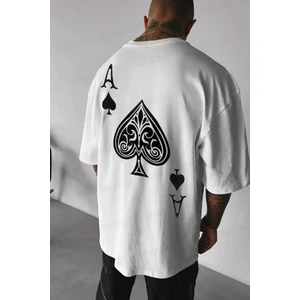 Teenage Millionaire Erkek Maça As Baskılı Beyaz Oversize T-Shirt